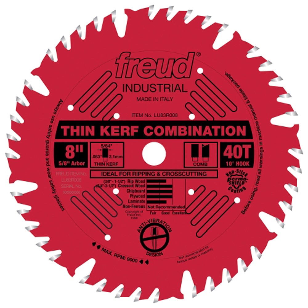 Freud® LU83R Industrial Thin Kerf Heavy Duty Combination Saw Blades |  Rockler Woodworking and Hardware