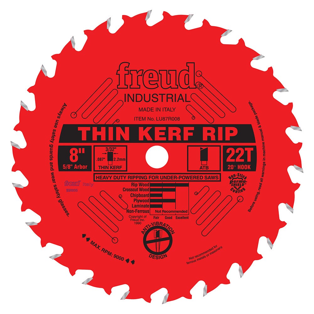 Freud® LU87R Industrial Thin Kerf Rip Saw Blades | Rockler Woodworking and  Hardware