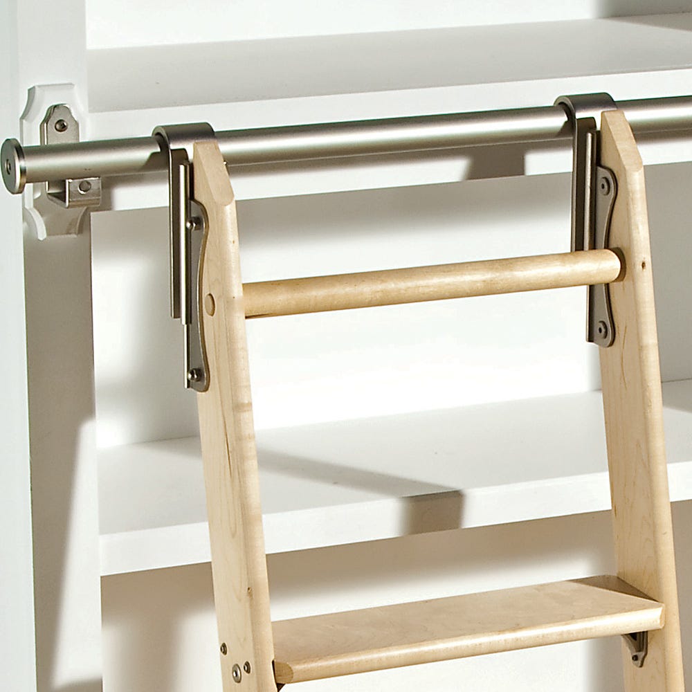 Rockler Classic Satin Nickel Rolling Library Ladder Hardware | Rockler  Woodworking and Hardware
