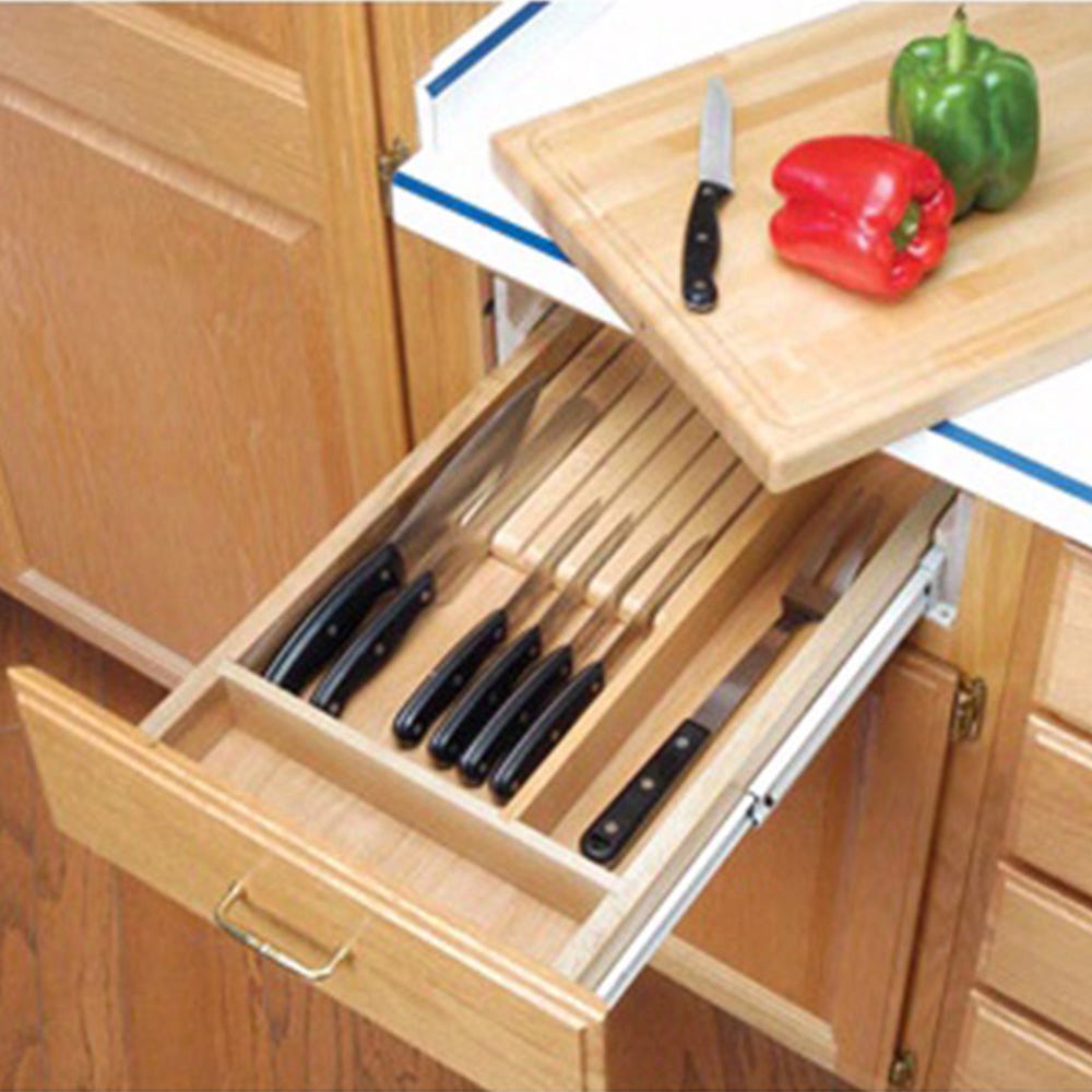Complete Drawer System for Knives w/Cutting Board, Rev-a-Shelf 4KCB Series  | Rockler Woodworking and Hardware