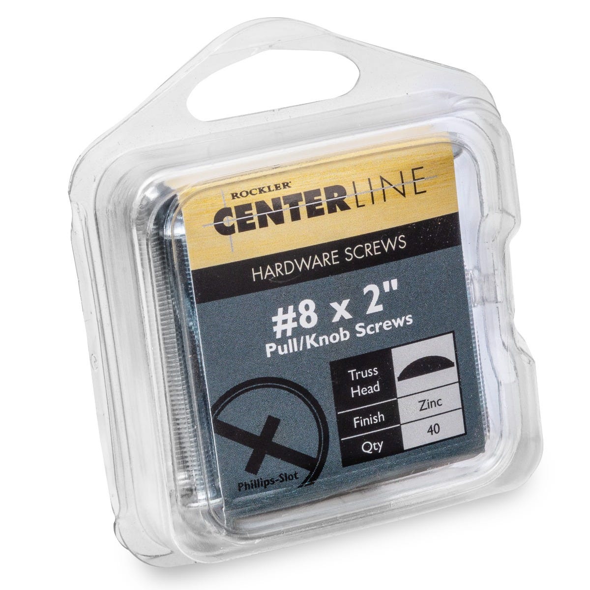 Rockler Centerline 8-32 x 2'' Truss Head Slot/Phillips Machine Screws for Pulls and Knobs, Zinc, 40-Pack