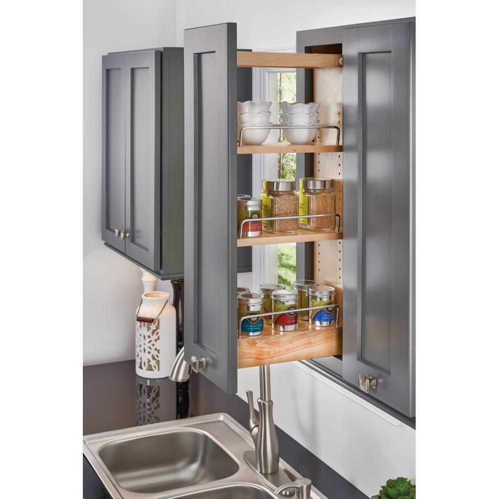 448BBSCWC8C - Wall Pull-Out Organizer w/ Adjustable Shelves and Soft-Close  Slides for 12 Wall Cabinet - Natural Maple - Express Kitchens