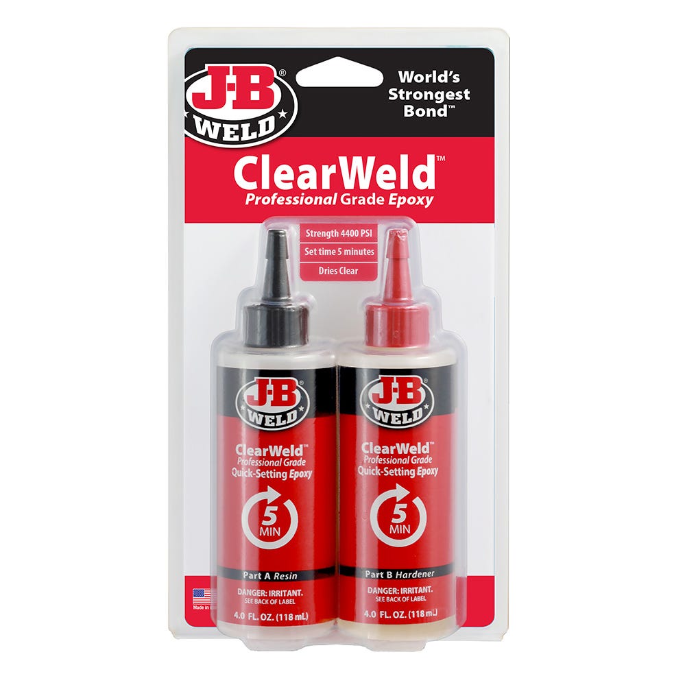 J-B Weld ClearWeld Professional Grade Quick-Setting Epoxy, 8 oz. - Rockler