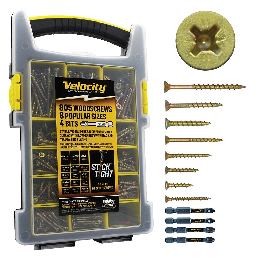 Velocity Stick Tight No. 10 x 1-1/2 in. L Phillips/Square Yellow Zinc-Plated Wood Screws 90 P