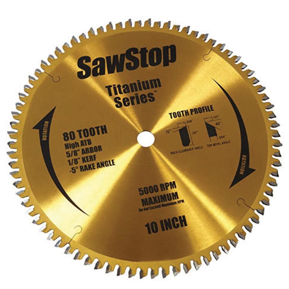 SawStop 80-Tooth 10'' Titanium Series Plywood Table Saw Blade - Rockler