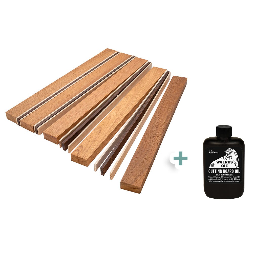 Woodcraft Woodshop - Exotic Cutting Board Kit - 1-1/2 x 9-7/8 x 16 -  Brownheart, Maple, Marblewood, Purpleheart & Wenge