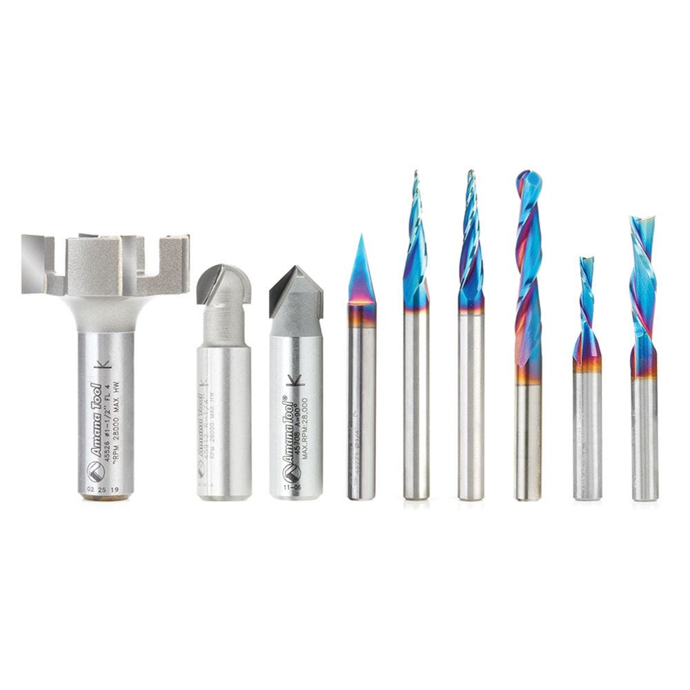 Axiom 9-Piece CNC Router Bit Set by Amana Tool (for Pro Series) - Rockler