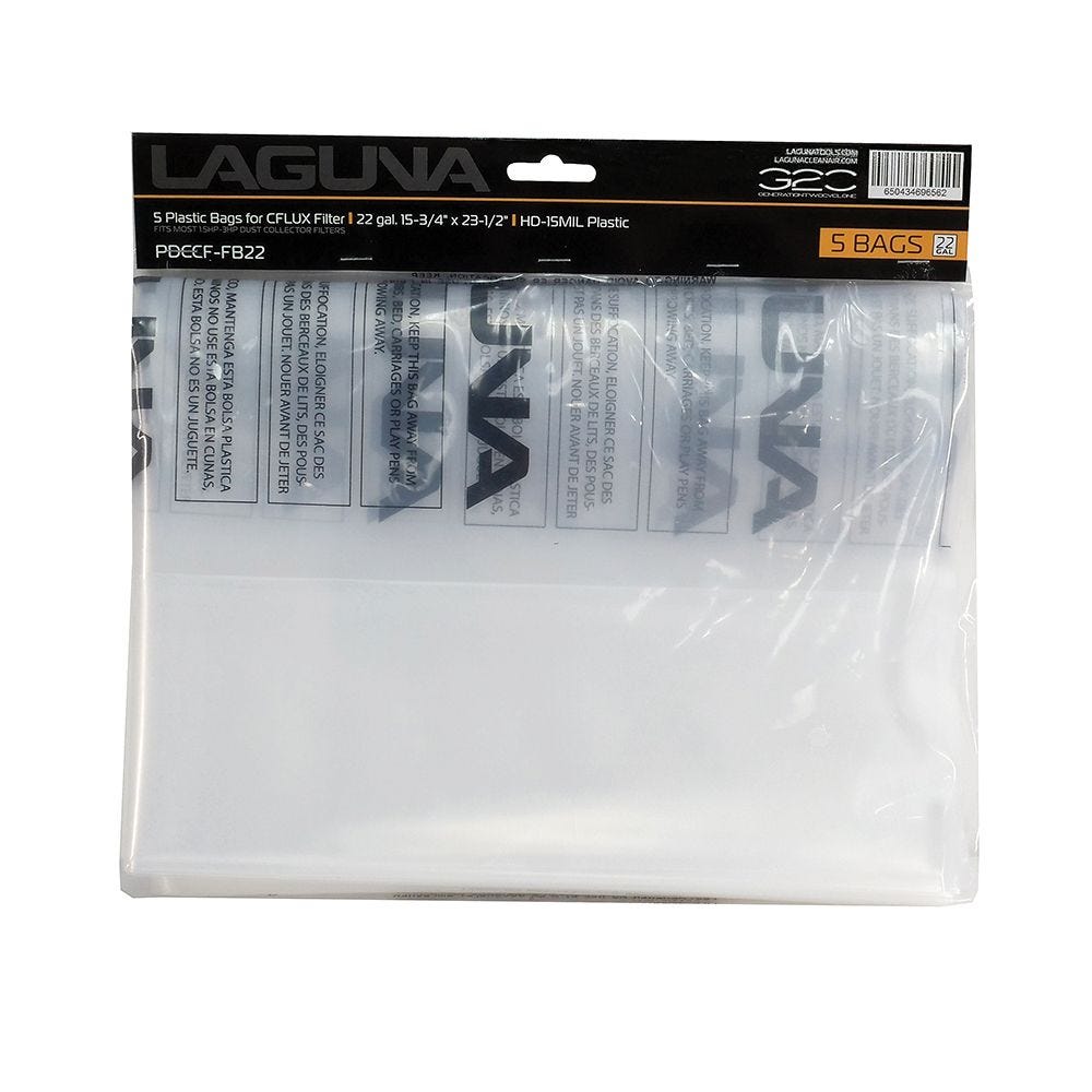 Laguna C|Flux 22-Gallon Dust Collector Filter Bags, 5-Pack - Rockler
