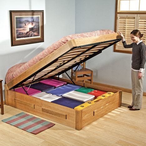 210-lb. Platform Bed Lift Mechanism with Full-Size Mattress Platform and  Wooden Slats - Rockler