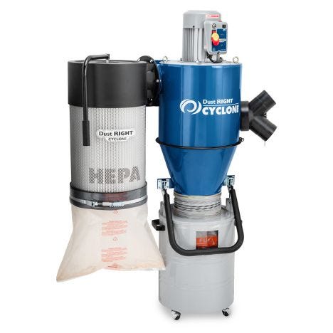 Dust Right Wall-Mount HEPA Cyclone Dust Collector, 1250 CFM - Rockler